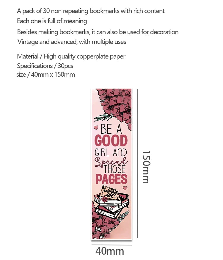 30pcs-simple-literary-reading-bookmarks-durable-paper