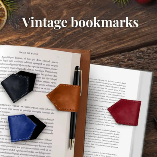 vintage faux leather magnetic bookmark